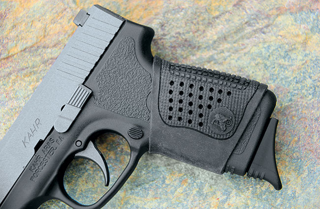 The three big upgrades for the CT380 are the tough-as-nails Cerakote Tungsten finish on the slide, the Pearce finger extension on the magazine and the removable Pachmayr Grip Glove.