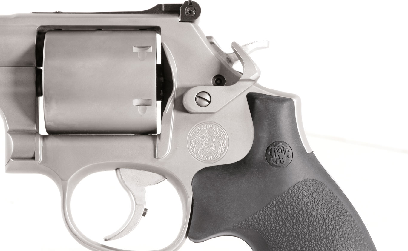 Unlike conventional revolvers, the Performance Center 686s have competition-style cylinder releases.